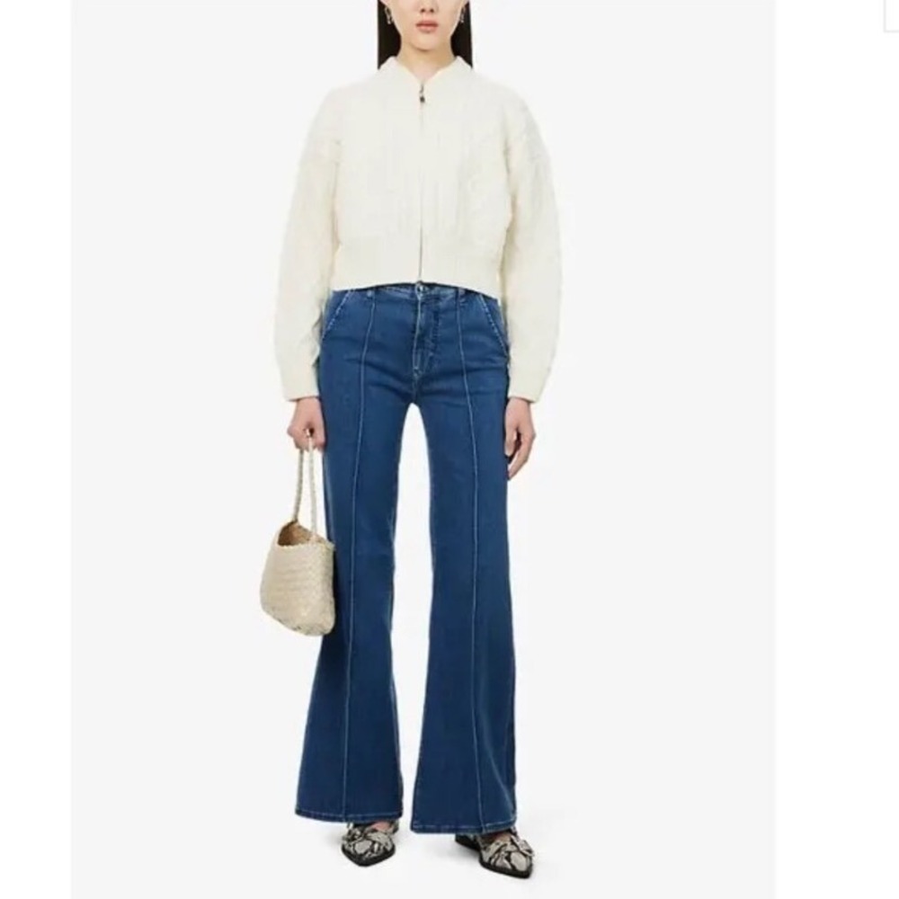 FRAME The Pintuck‎ Flared StraightLeg Mid Rise Stretch-Denim Blend Jeans 25 - Picture 2 of 13